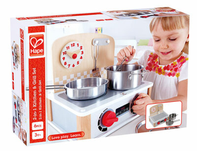 2 in 1 Küchen & Grill Set Holz - ab 3 Jahren