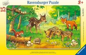 Rahmenpuzzle 15 Teile Waldtiere - Tierkinder des Waldes - ab 3 Jahren