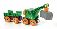 Brio World Grüner Kranwagen mit Anhänger - und...