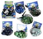 Murmeln 20+1 12-fach sortiert - 20x ca 16mm und 1x ca 25mm