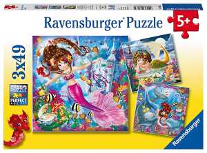 Puzzle 3x49 Teile Meerjungfrau - Bezaubernde Meerjungfrauen
