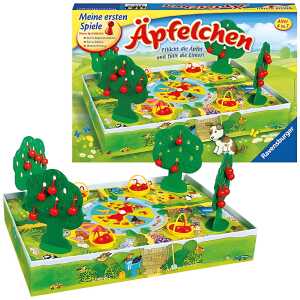 Kinderspiel Äpfelchen - Pflückt die Äpfel und füllt die Eimer