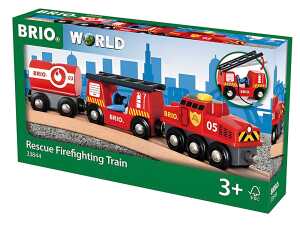 Brio World Feuerwehr Löschzug m Wasertank u Feuerwehrschlau ab 3 Jahr