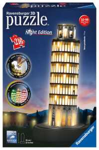 Puzzle 3D 216 Teile Pisa - Schiefer Turm bei Nacht - ab 10 Jahren