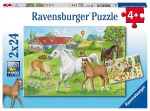 Ravensburger Puzzle 2x24 Teile Pferde - Auf dem Pferdehof ab 4 Jahren
