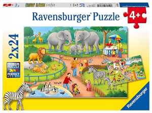 Ravensburger Puzzle 2x24 Teile Ein Tag im Zoo - ab 4 Jahren