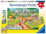 Ravensburger Puzzle 2x24 Teile Ein Tag im Zoo - ab 4 Jahren