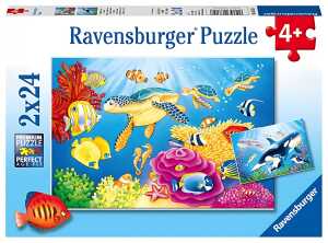 Puzzle 2x24 Teile Meerestiere - Kunterbunte Unterwasserwelt