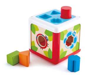 Sortierbox Gartenhütte 4 Formen Kreuz, Kreis, Quadrat, Dreieck ab 12 M