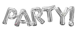 Folienballon Wort "Party" 83 x 22 cm, silber
