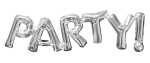 Folienballon Wort "Party" 83 x 22 cm, silber
