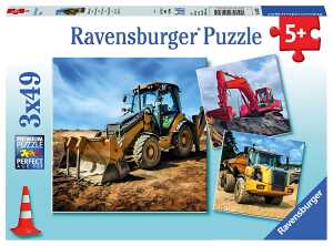 Ravensburger Puzzle 3x49 Teile Baufahrzeuge - im Einsatz ab 5 Jahren