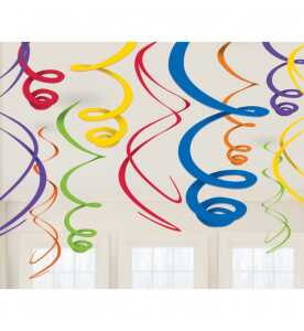 Deko-Spiralen 12er Regenbogen 55,8 cm
