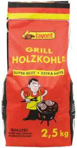 FAVORIT Grill-/Holzkohle 2,5Kg große Körnung + super Glut