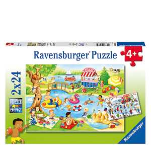 Puzzle 2x24 Teile am See - mit 2 Mini Postervorlagen, ab 4 Jahren