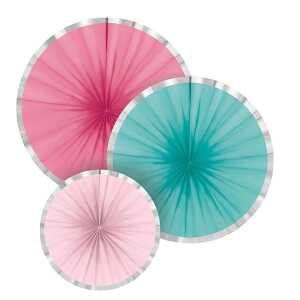 Deko Fächer, 3 Stück Flamingo Paradise