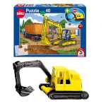Puzzle 40 Teile Bagger auf Baustelle - mit Siku Bagger,...