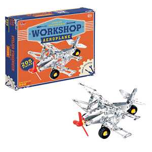 Bausatz Flugzeug 21cm mit Werkzeug - bewegliche Reifen und Propeller