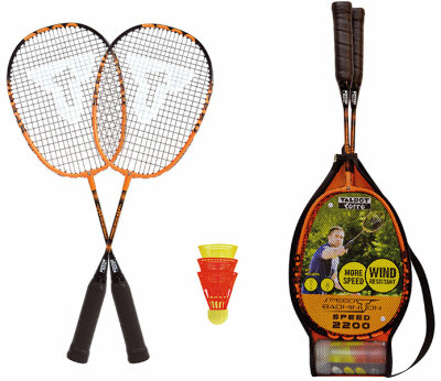 Badminton Set Speed 2200 2 Schläger,3 Bälle,Hülle