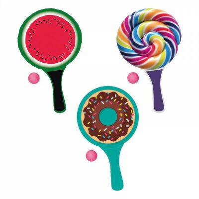 Beachballset Food 3 fach sortiert - Lolly, Donut oder Melone, enthält 2 x Schläger, 1 x Ball