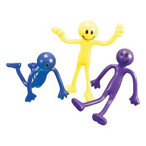 Biegefigur Happy 13cm sortiert 3 Farben - gelb, blau, lila,