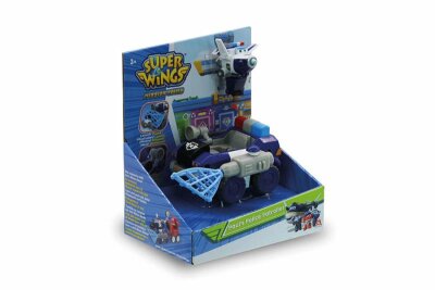 Super Wings Spielfigur Pauls Polizei Rover 5cm - transformierbar von Figur zu Fahrzeug, ab 3 Jahren, Waiky