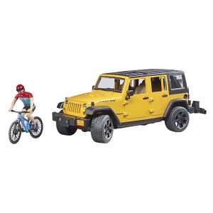 Jeep Wrangler Rubicon Unlimited - mit Mountainbike und Radfahrer