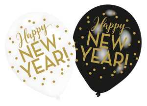 Ballons Happy New Year 6 Stück, aus Latex