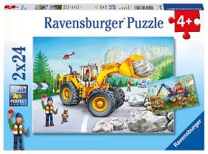 Puzzle 2x24 Teile Fahrzeuge - Bagger und Waldtraktor - ab 4 Jahren