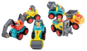 Baufahrzeug mit Rückzug 6-fach sortiert 7cm - in PVC-Box f Kleinkinder