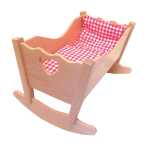 Puppenwiege Holz mit 3tlg. Garnitur aus Buchenholz...