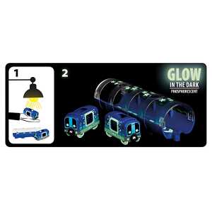 Brio Tunnel Set mit zwei U Bahn Waggons - leuchtet im Dunkeln