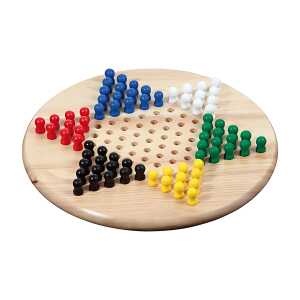 Halma rund Durchmesser 29cm - aus Heveaholz, 3x15 Spielsteine