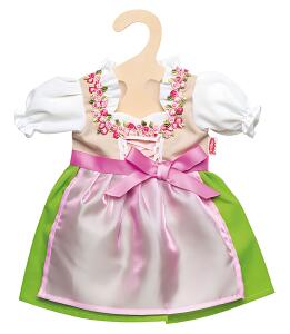 Dirndl Heidi 35 bis 45cm grüner Rock mit pinker Satinschürze Schleife