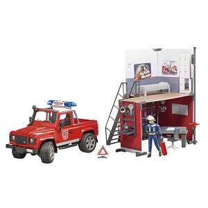 Bruder World Feuerwehrstation - mit Landrover Defender,