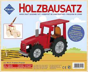 Holzbausatz Traktor 15,5x7x11cm vorgestanzt 18 Einzelteile