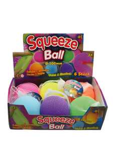 Quetschball 100mm glatt 6fach sortiert - 6 Farben,