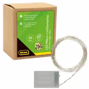 Micro Lichterkette 20 LED, warmweiß,6h-Timer 220cm
