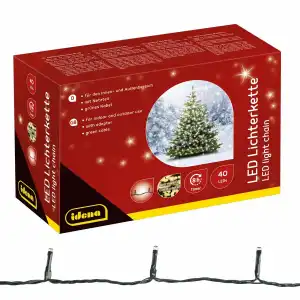 LED-Lichterkette 40er warmweiß,für Außen - und Innen, 8h Timer 11,90m