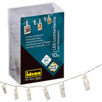 Idena LED Lichterkette 10LED, transp. Klammern - zum...