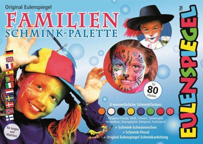 Schminkpalette Familie 8 Farben, Schwamm, Pinsel