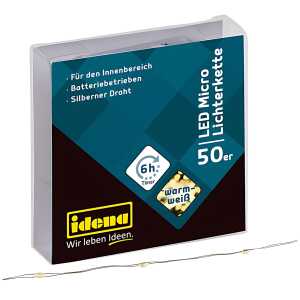 Micro Lichterkette 50 LED,warmweiß, 6h-Timer - warmweiß, , 520cm