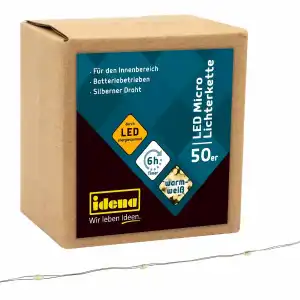 Micro Lichterkette 50 LED,warmweiß, 6h-Timer - warmweiß, , 520cm