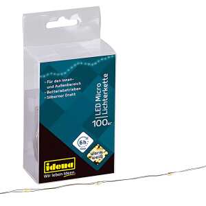Micro Lichterkette 100 LED,warmweiß,6h-Timer 10,20m, für Innen u Außen