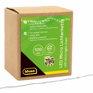 Micro Lichterkette 100LED,warmweiss,6h-Timer - 10,20m