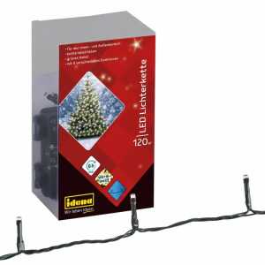 LED Lichterkette 120er warmweiss, günes Kabel 8 Lichtfunktionen