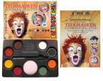 Schminkpalette Tiermasken 8 Farben, Schwamm, Pinsel