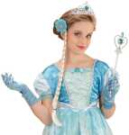 Schneeprinzessinen Set Diadem, Zauberstab, Zopf - Handschuhe