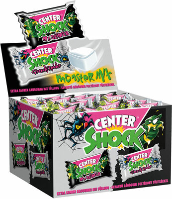 Center Shock Monster Mix 100 Stück - einzeln verpackte extrasaure Kaugummis mit flüssiger - Füllung mit Frucht-Mix-Geschmack