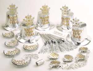 Party Kit Happy New Year Silber, für 10 Personen